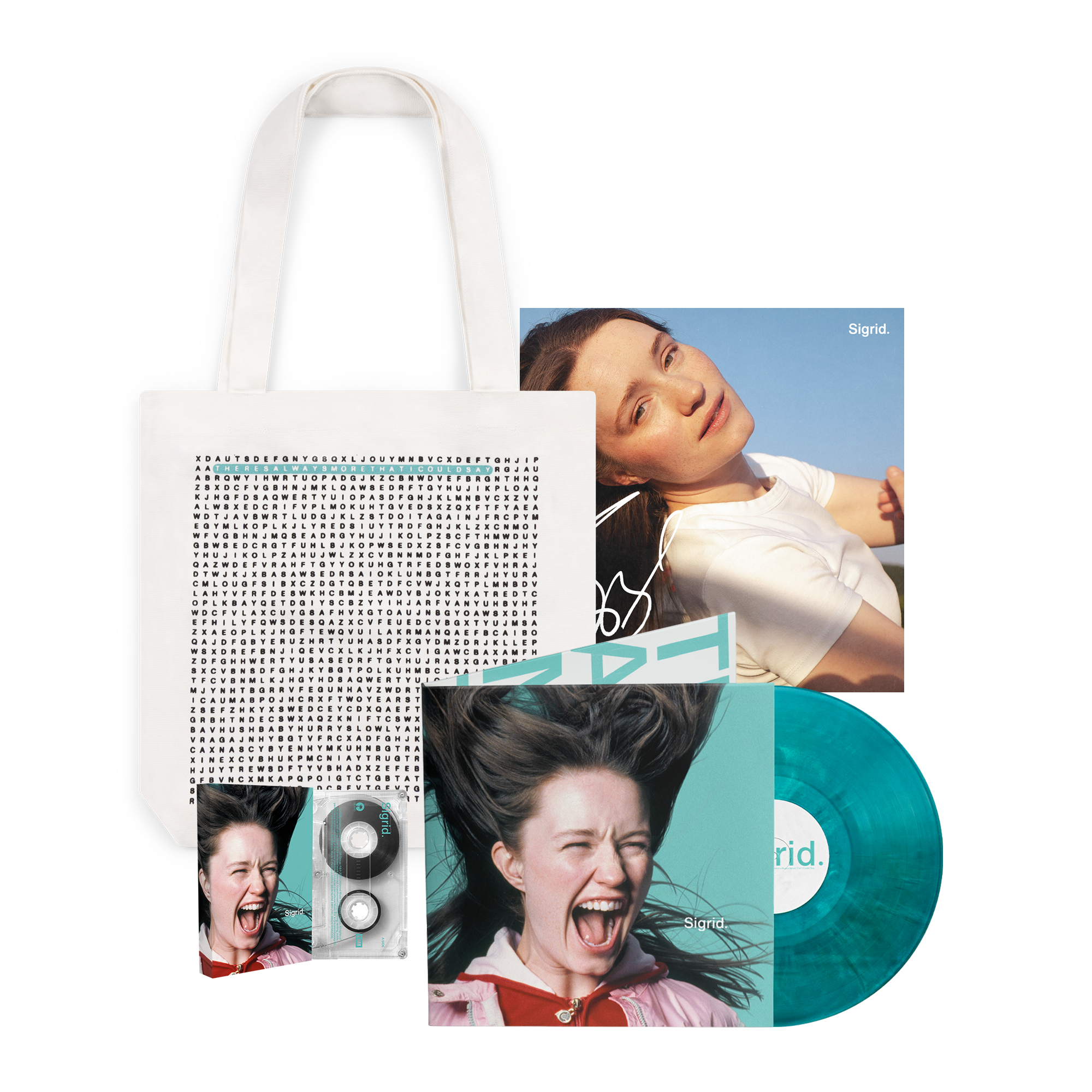 Word Search Tote Bag + Aquamarine Marble LP + Cassette + Signed Art Card