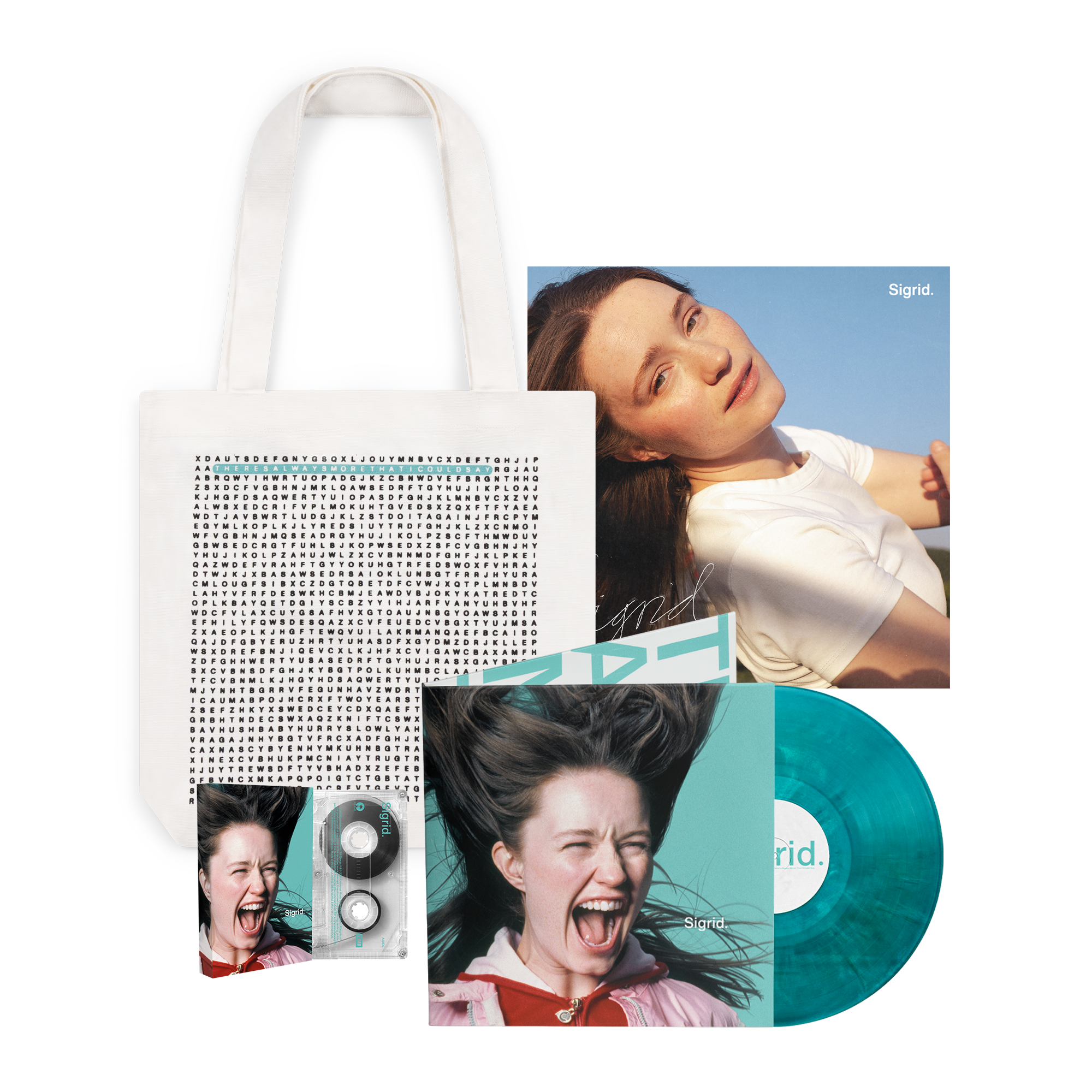 Word Search Tote Bag + Aquamarine Marble LP + Cassette + Signed Art Card
