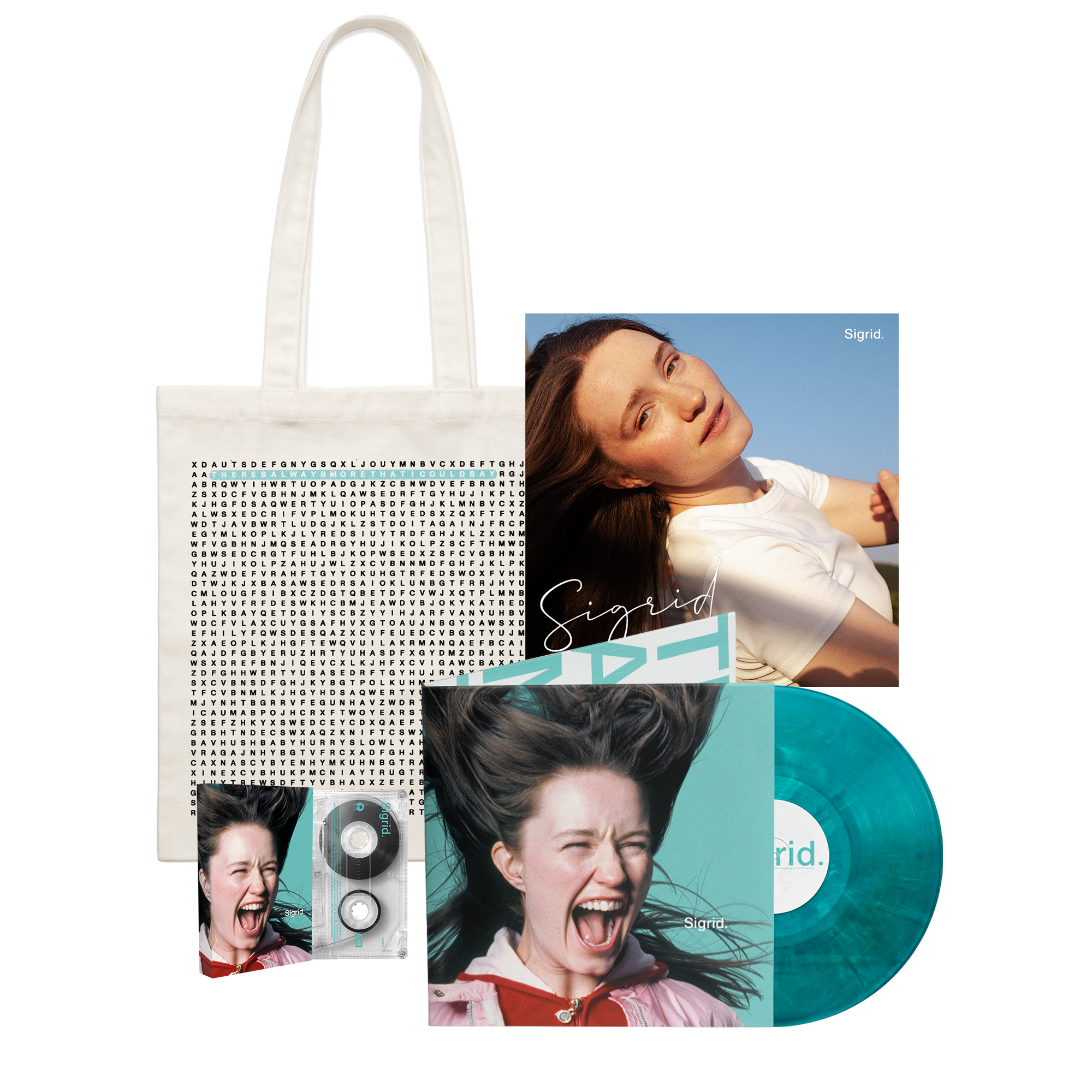 Word Search Tote Bag + Aquamarine Marble LP + Cassette + Signed Art Card