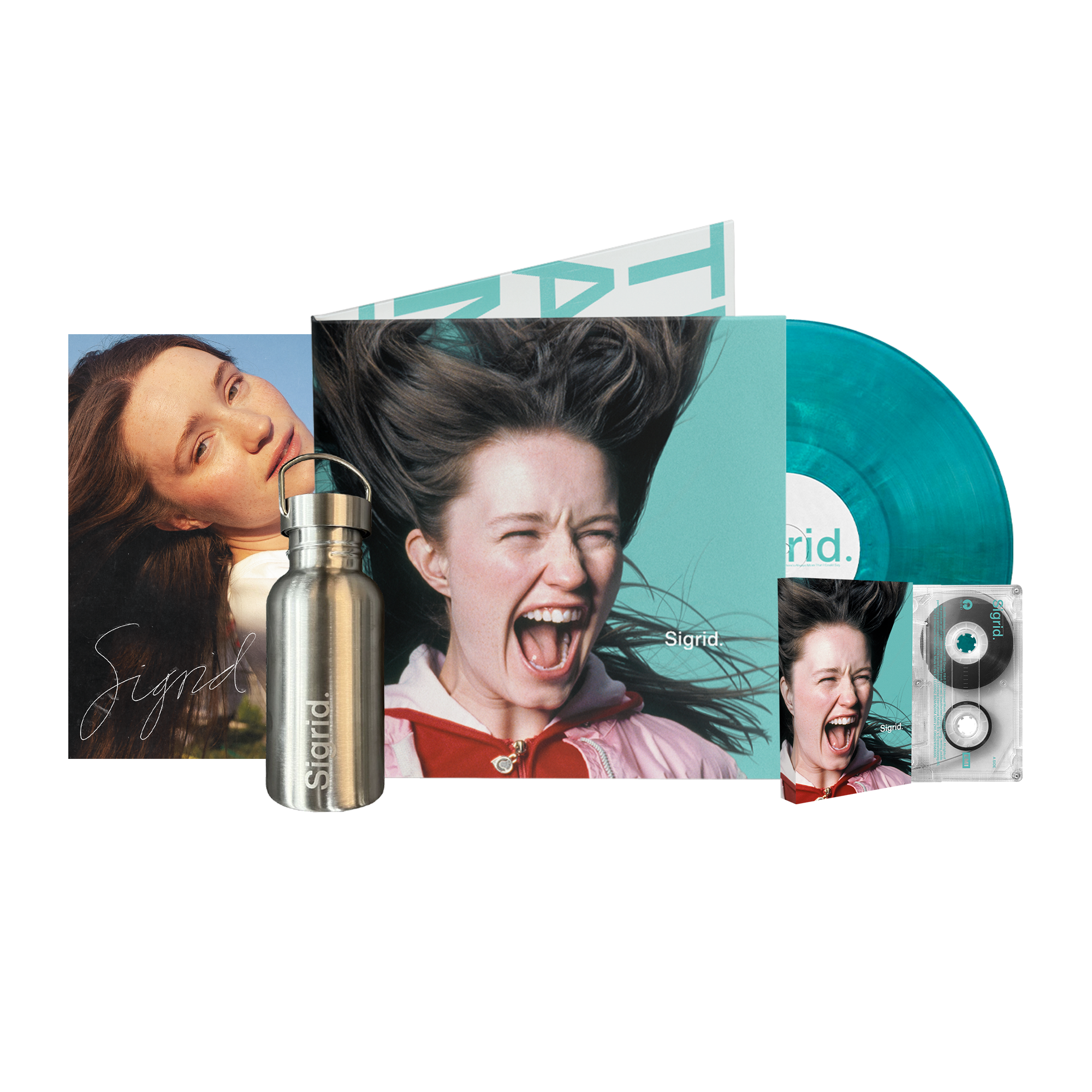 Logo Water Bottle + Aquamarine Marble LP + Cassette + Signed Art Card